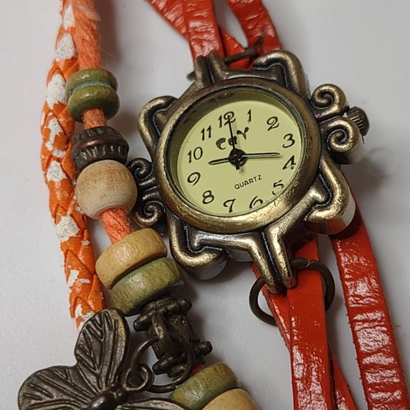 Cute Multi Strand Watch Bracelet With Butterfly Charm - Picture 2 of 12